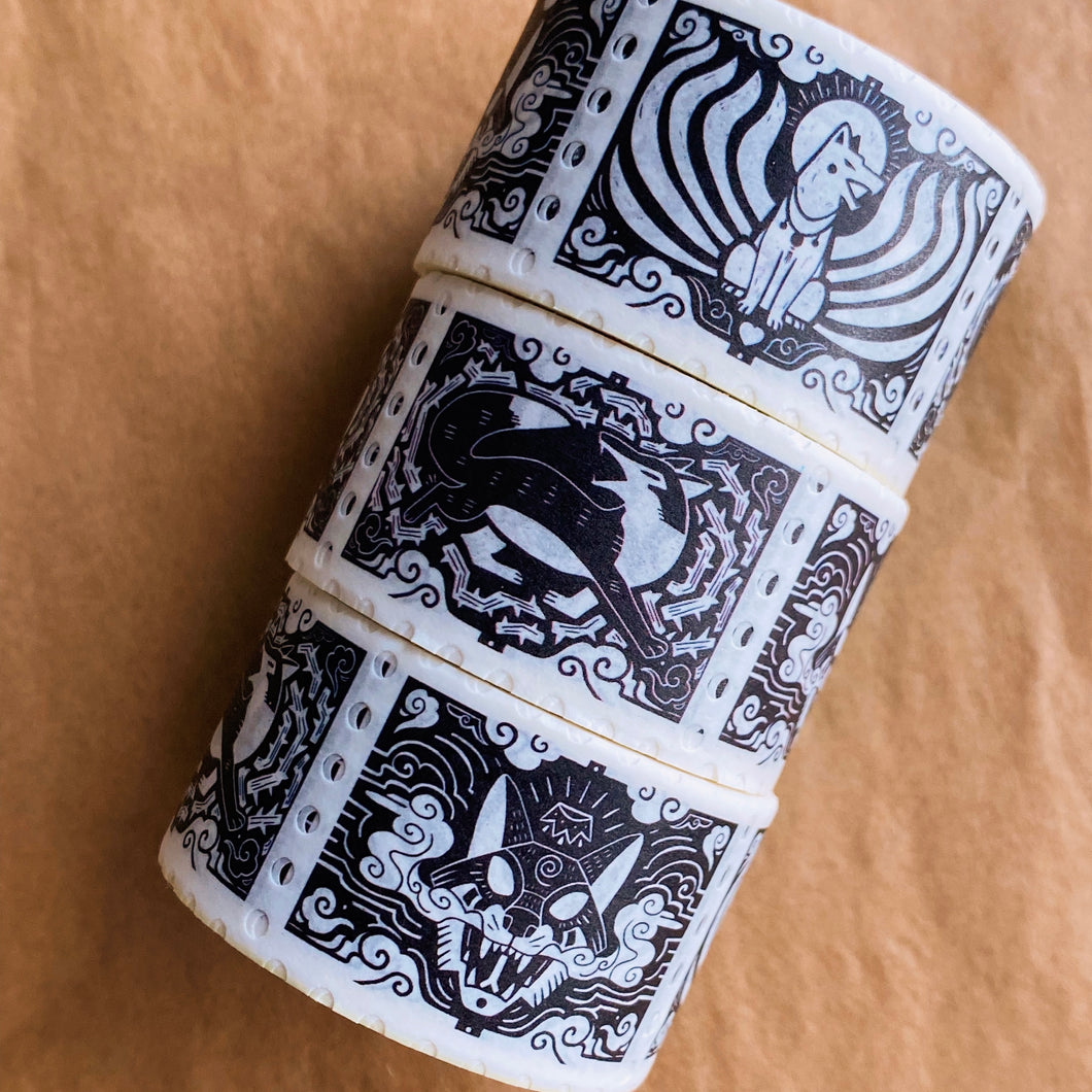Fox Fables Stamp Washi - Black & White